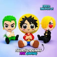 Coleção Bonecos One Piece Articulados Estilo Fofo Amigurumi Luffy Zoro e Sanji
