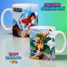 Caneca One Piece Luffy Zoro Porcelana 325ml Presente Geek Anime Colecionável Personalizada