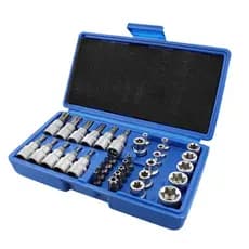Kit Jogo De Soquetes Torx 34 Peças Macho/fêmea 1/4 E 3/8 Crv