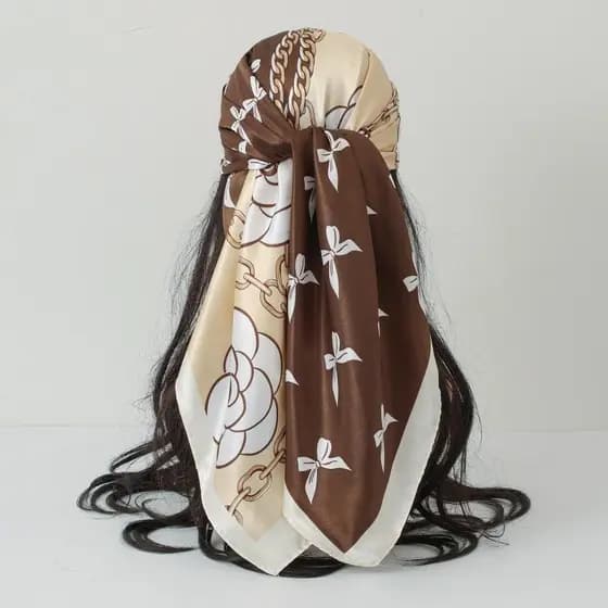 90X90cm Lenço De Cabeça Feminino Marca Luxo Quadrado De Seda Foulard Cetim Bandana Macio Hijab Lenços De Cabelo Para Sen