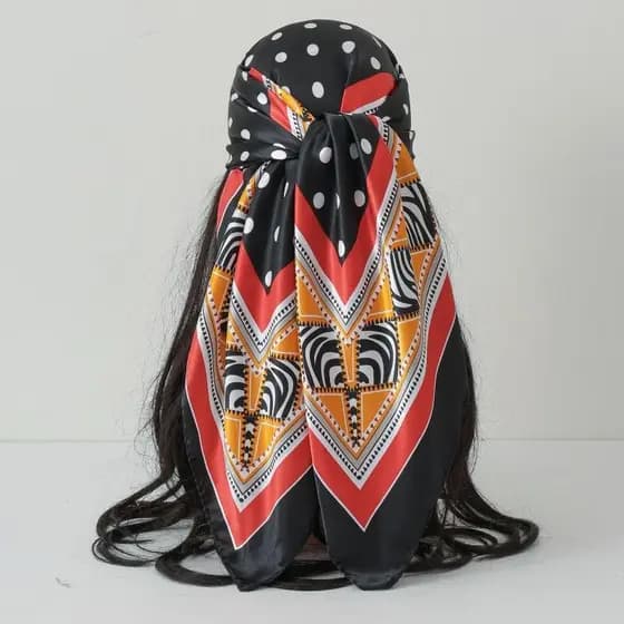 Nova Marca De Luxo Impressão Lenço De Seda Quadrado Para Mulheres Hijab Faixas De Cabelo 70cm Feminino Cetim Xale Fita B
