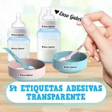 54 etiquetas transparente a prova d'água - para identificação de material escolar infantil - 5x1cm
