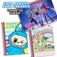 Adesivo para capa de caderno Grande ou Agenda - kit 2 a 6 adesivos (Qualquer tema) Adesivo Escolar