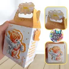 Batizado caixinha maleta 3d de luxo - personalizada com nome - Caixinha com apliques em 3d batizado.