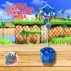 Kit 10 a 50 caixinhas sextavada Tema Sonic - Centro de mesa personalizado Sonic