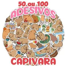 Adesivos Capivara kit com 100 ou 50 adesivos variados - Capybara adesivos a prova dágua viniL