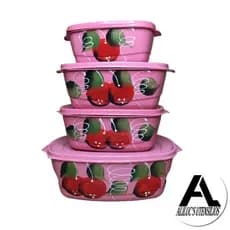 Kit - 4 Potes De Plástico - Cores Variadas (400ml) (800ml) (1600ml)