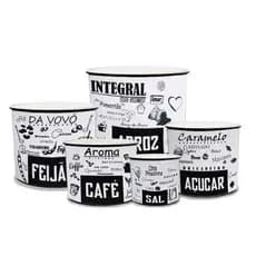 Kit 5 Peças Mantimento jogo plástico/ porta mantimentos e organizadores de cozinha com Decopagem Melhor qualidade do mercado e ótimo custo beneficio