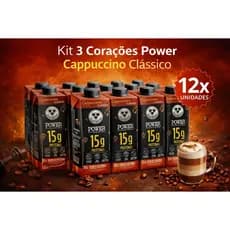 Kit Cappuccino Classico Power Whey 12 unidades com 250ml 3 Corações