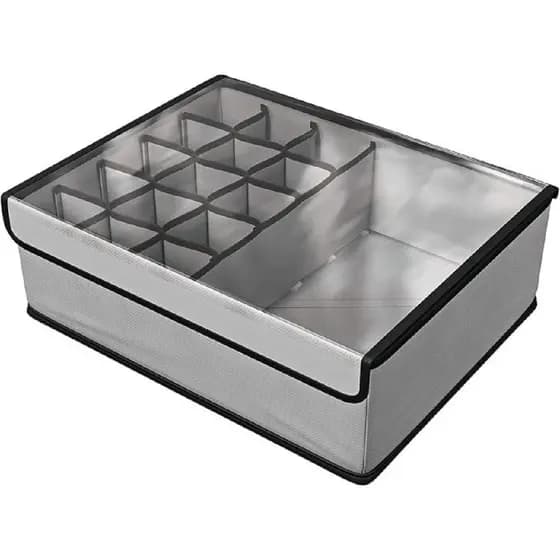 Organizador Gaveta Peças Íntimas Euro 2 em 1 com Tampa Transparente 32x41x13,5cm