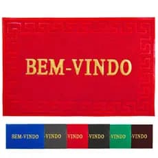 Tapete Capacho Bem Vindo 60x1,20cm Liso Emborrachado Para Porta Entrada Antiterrapante