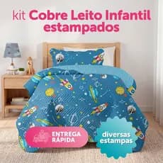 Kit Colcha Teens Kids Dupla Face Infantil 2,40 x 1,60m Cobre Leito Estampado