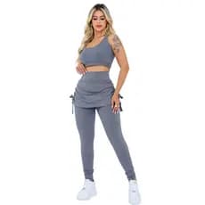 Calça Leg Plus Size Academia Com Saia Tapa Bumbum Fit Gringa P ao G1