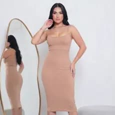 Vestido Midi Nude Simaria Lindo Modelador
