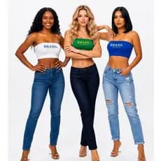 kit 3 Top Faixa Brasil Copa do Mundo 2026 Moda Feminina Torcedora Verde e Branco e Azul