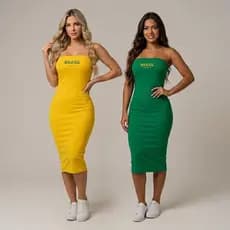 Vestido Brasil Tube Midi Confortável Copa do Mundo