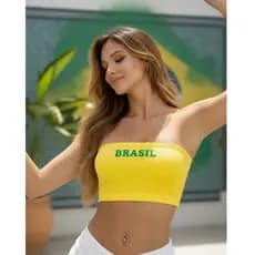 Top Faixa Brasil Copa do Mundo 2026 Moda Femina Torcedora Verde e Amarelo