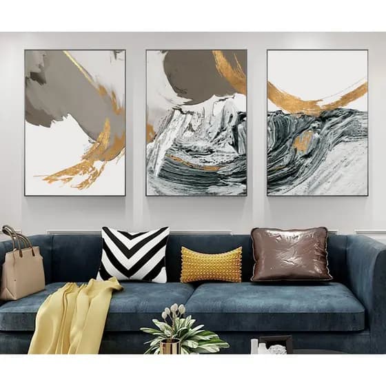 Quadros Decorativos Trio Kit 3 peças Grandes 90x60 ou 60x40 mais de 50 opções de imagens Quadro decorativo Sala Quadro decorativo Quarto Quadro decorativo Escritório Quadro decorativo Marmorizado Quadro decorativo abstrato Folhas arte quadro mosaico