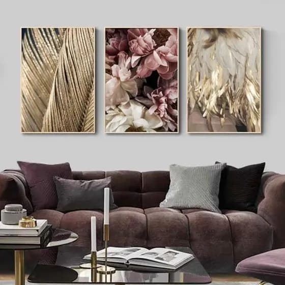 Quadros Decorativos Trio Kit 3 peças Grandes 90x60 ou 60x40 mais de 50 opções de imagens Quadro decorativo Sala Quadro decorativo Quarto Quadro decorativo Escritório Quadro decorativo Marmorizado Quadro decorativo abstrato Folhas arte quadro mosaico