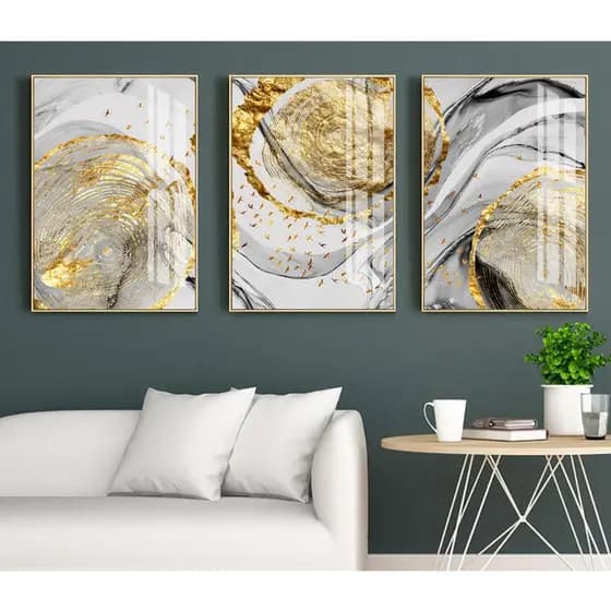 Quadros Decorativos Trio Kit 3 peças Grandes 90x60 mais de 50 opções de imagens Quadro decorativo Sala Quadro decorativo Quarto Quadro decorativo Escritório Quadro decorativo Marmorizado Quadro decorativo abstrato