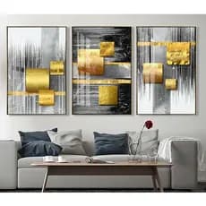 Quadros Decorativos Trio Kit 3 peças Grandes 90x60 ou 60x40 mais de 50 opções de imagens Quadro decorativo Sala Quadro decorativo Quarto Quadro decorativo Escritório Quadro decorativo Marmorizado Quadro decorativo abstrato Folhas arte quadro mosaico