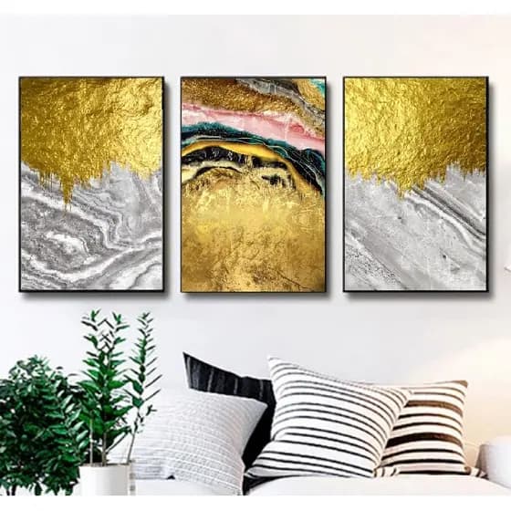 Quadros Decorativos Trio Kit 3 peças Grandes 90x60 ou 60x40 mais de 50 opções de imagens Quadro decorativo Sala Quadro decorativo Quarto Quadro decorativo Escritório Quadro decorativo Marmorizado Quadro decorativo abstrato Folhas arte quadro mosaico