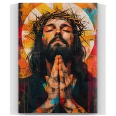 Quadro Decorativo em tela Jesus em Oração Religioso Jesus Cristo Majestoso  Decoração Religiosa Decoração De Parede