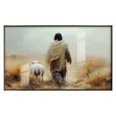 Quadro Decorativo Jesus e As Ovelhas 60x40, 90,60 ou 120x70 quadro religioso quadro jesus e ovelha.