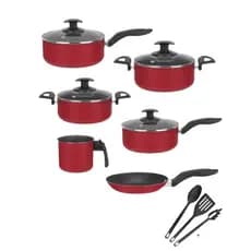 Conjunto De Panela 6 Pçs Teflon Antiaderente Tampas De Vidro