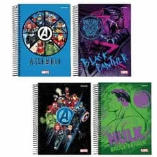 Caderno Universitário Capa Dura Avengers Vingadores 320 Folhas - 20 Matérias Marvel