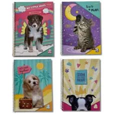 Caderno Universitário Capa Dura Espiral Pets Cães e Gatos 80 Folhas - 1 Matéria - Starschool
