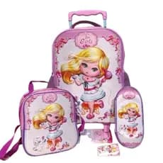 Kit Mochila Infantil 3D com Rodinhas + Lancheira Térmica + Estojo - Love Girls