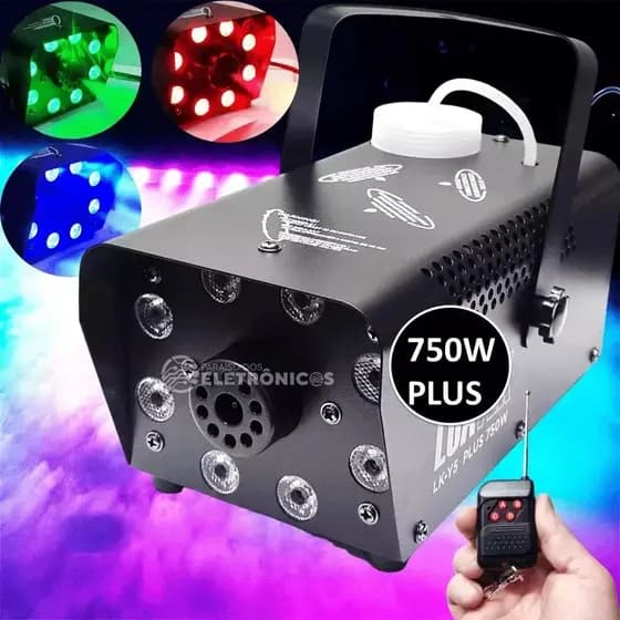 Máquina De Fumaça LKY5 plus 750w 8 Led Iluminação Rgb + Controle 110v/220v