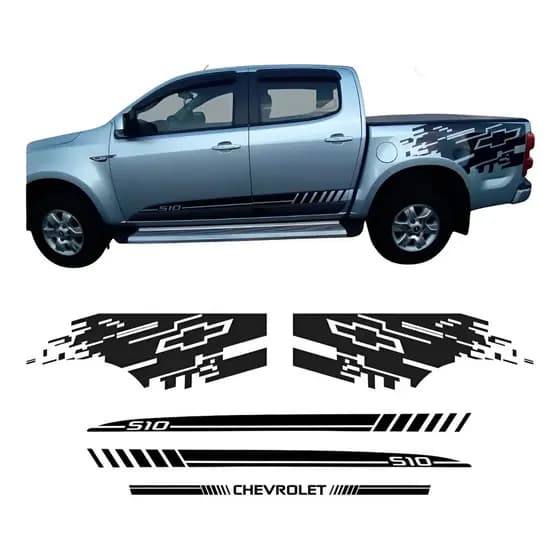 Kit Adesivo Faixa Lateral Nova S10 Sport Caçamba 2012 A 2021
