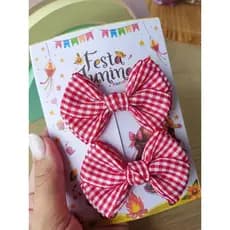 Par laço xadrez | parzinho xadrez | laço infantil menina | Festa Junina | bico de pato