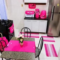 Kit Tapete Pano Cozinha 10 Peças Passadeira Estampado Capa Utensílio Tecido Algodão Barato Envio 24h