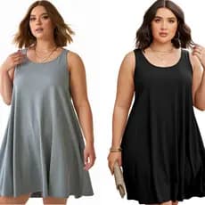 Kit Vestido Alcinha Feminino Plus Size Liso Verão Moda Blogueira