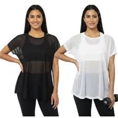Kit Blusa Tule Feminina Transparente Moda Fitness Academia Verão