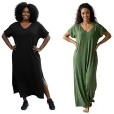 Kit Vestido Saruel Feminino Midi Longo Moda Gestante Verao Fenda Lateral