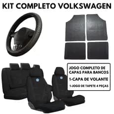 Kit Capa Banco VW Jogo Tapetes Capa De Volantes Gol G1 ao G7