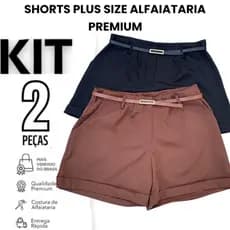 Kit 2 Shorts Plus Size Feminina De Alfaiataria Premium com Cinto Elegante De Brinde shorts bermudas feminina Plus Verão