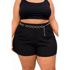 Shorts Bermuda Plus Size Com Cinto De Brinde Cortesia Moda Feminina Verão Elegante Feminino Short Plus Cinto Argola