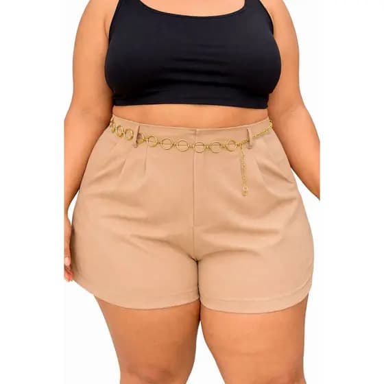 Short Feminino Plus Size De Alfaiataria Com Cinto De Brinde Cortesia Moda Feminina Verao Plus Cinto De Argola Com Shorts