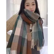 2024 Novo Cachecol Xadrez Classico Quadriculada Pashmina Lenço Xale Feminina Com Franjas De 250g Grosso Presente