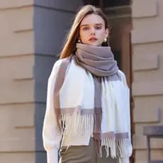 Cachecol Blocos de Cores Feminina De 250g Quente Grosso Pashmina Lenço Xale Ercharpe Quadriculado Com Franjas Presente