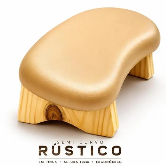 Apoio Suporte De Braço Mão para Manicure Semi-curvo RUSTIC 10cm Altura Conforto Ergonômico Sofisticado - Web Sales Nails