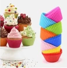 Kit 12 Formas Forminhas Silicone Cupcake Bolo Muffin Pão de Queijo Assadeira Airfryer Forno Forninho
