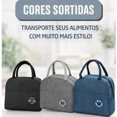 Bolsa Térmica Lancheira para Marmita com Bolso Lateral - (Cores Sortidas Preta Azul Cinza)