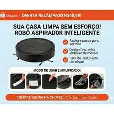 Robô Aspirador de Pó Recarregável 3 em 1 Varre Aspira Limpa Inteligente Silencioso Cores Sortidas 110V