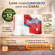 Papel Higiênico Folha Dupla 12 Rolos Com 20m Cada Entrega Rápida